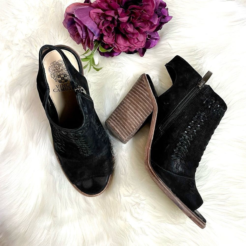 Vince Camuto Suede Katri Open Peep Toe Booties 203
